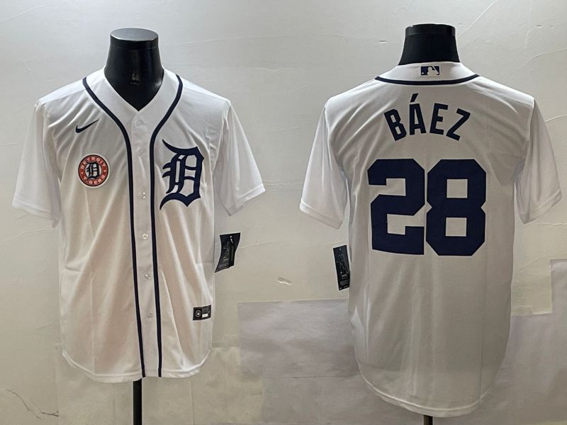 Men Detroit Tigers #28 Baez White Game 2025 Nike MLB Jersey style 4